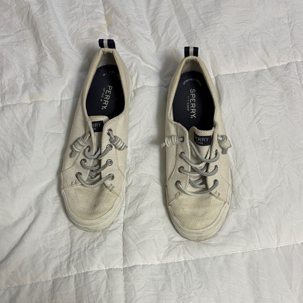 Sperry Off-White Canvas Lace-Up Shoes